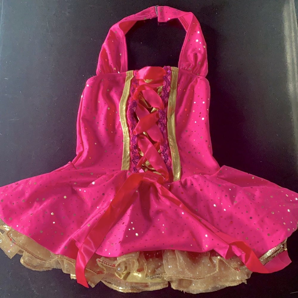 Child small bright pink and gold costume